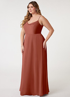 Azazie Daenerys Bridesmaid Dresses Auburn A-Line Cowl Chiffon Dress image10