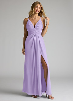 Azazie Maren Allure Bridesmaid Dresses Lilac A-Line V-Neck Lace Chiffon Dress image4