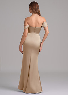 Azazie Miley 신부 들러리 드레스 인어 오프 더 숄더 스트레치 새틴 바닥 길이 드레스 image7