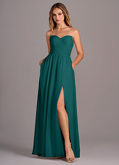 Azazie Joni Bridesmaid Dresses Peacock A-Line Strapless Chiffon Convertible Dress image6