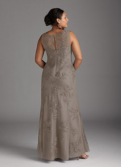 Azazie Whilhelmina Mother of the Bride Dresses Taupe Mermaid Lace Chiffon Dress image14