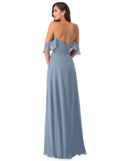 Azazie Juna Abiti da Damigella Abito Convertibile A-Line in Chiffon Increspato Blu Polveroso image8