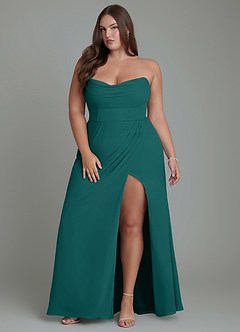 Azazie Johana Bridesmaid Dresses Peacock Mermaid Off the Shoulder Chiffon Convertible Dress image16