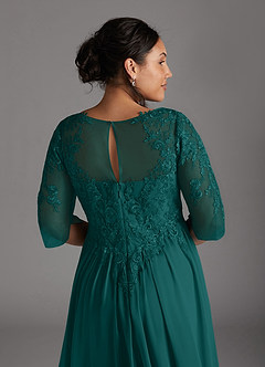 Azazie Mirielle Mother of the Bride Dresses Peacock A-Line Scoop Lace Chiffon Dress image11