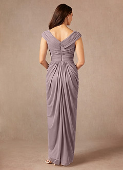 Azazie Lisolette Mother of the Bride Dresses Dusk Sheath Pleated Mesh Dress image2