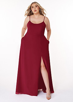 Azazie Moira Bridesmaid Dresses A-Line Scoop Chiffon Floor-Length Dress image8
