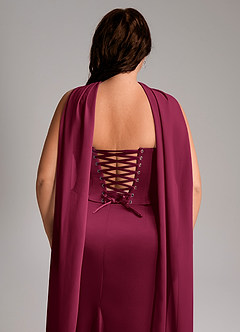 Azazie Sorrel Bridesmaid Dresses Burgundy Mermaid Strapless Stretch Satin Convertible Dress image11