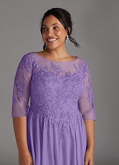 Azazie Harriet vestidos de madre de la novia Vestido de Tahití de Malla de Corte En A con Encaje image12