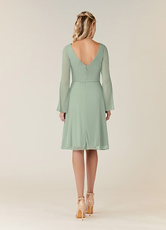 Azazie Teraso Klänningar till brudens mor Klä A-Line i Maska Plisserad Dusty Sage image2