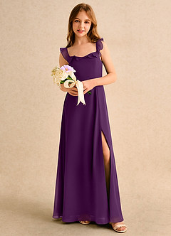 Azazie Chip Girls Formal Flower Girl Dresses Grape A-Line Sleeveless Chiffon Dress image5