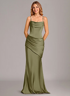 Azazie Pelagia Brautjungfernkleider Wandelbar Meerjungfrau-Linie Korsett Stretch-Satin Kleid Pistazie image6