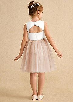 Azazie Louisa Flower Girl Dresses Ivory English Rose A-Line Sleeveless Tulle Dress image2