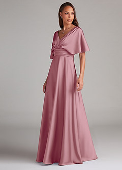 Azazie Pamela Bridesmaid Dresses Vintage Mauve A-Line Pleated Stretch Satin Dress image4