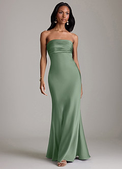 Azazie Saylor Brudtärnklänningar Klä av Sjöjungfru i Stretch Satin Axelbandslös Matcha image2