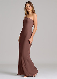 Azazie Monroe 신부 들러리 드레스 쉬스 한쪽 어깨 쉬폰 바닥 길이 드레스 image4