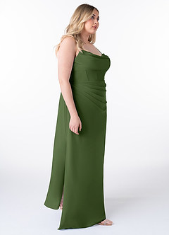 Azazie Mai Bridesmaid Dresses Olive Sheath Pleated Chiffon Dress image10