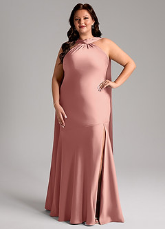 Azazie Kinsley Brautjungfernkleider Meerjungfrau-Linie Seitliche Cut-Outs Stretch-Satin Kleid Rosettenrosa image8