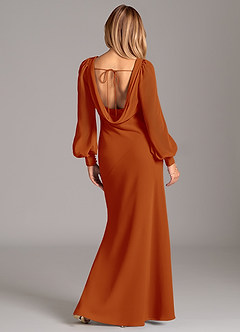 Azazie Jaxine Bridesmaid Dresses Paprika Mermaid Long Sleeve Chiffon Dress image6