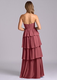 Azazie Faye Robes de demoiselle d'honneur Robe Trapèze en Mousseline de soie Décolleté en cœur Merlot image7