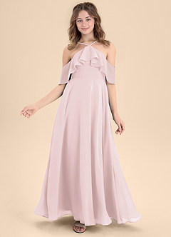 Azazie Tessabelle Junior Vestido de Rosa Rubor de Gasa de Corte En A con Vestidos sin tirantes image6