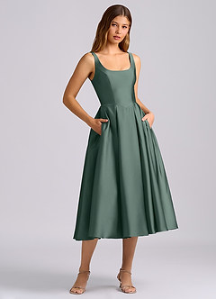 Azazie Amalie Brautjungfernkleider A-Linie Plissee Stretch-Satin Kleid Seemoos image3