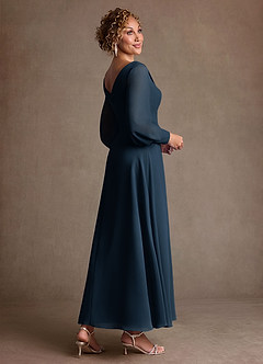Azazie Paterson Mother of the Bride Dresses Dark Navy A-Line Pleated Chiffon Dress image4