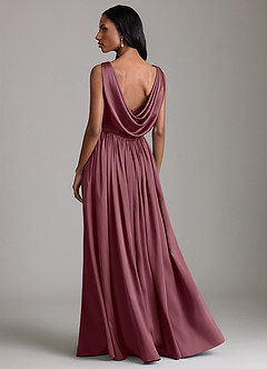 Azazie Novi Bridesmaid Dresses Desert Rose A-Line with Pockets Stretch Satin Dress image2