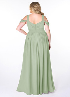 Azazie Lianne Bridesmaid Dresses Dusty Sage A-Line Off the Shoulder Chiffon Dress image2