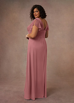 Azazie Reneya Mother of the Bride Dresses Desert Rose A-Line Pleated Mesh Dress image9
