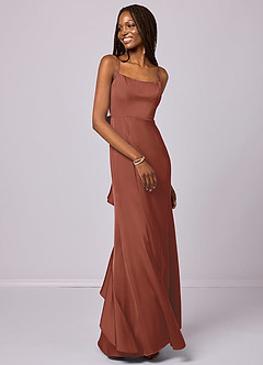 Barbie ♥ Azazie Bridesmaid Dresses Auburn Mermaid Bow Stretch Satin Dress image3