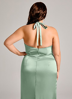 Azazie Valerie Suknie dla druhen Syrena Pofałdowany Satyna elastyczna Do ziemi Sukienka image8