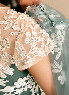 Azazie Dandelion Flower Girl Dresses Eucalyptus Ball-Gown Lace Dress image8