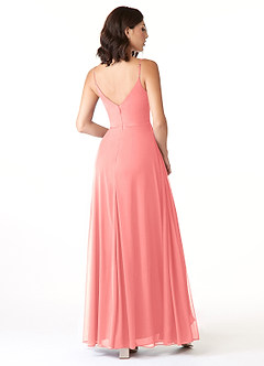 Azazie Evalin Final Sale Agave A-Line V-Neck Pleated Mesh Dress image4