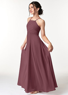 Azazie Ginger Junior Sangria A-Line Pleated Chiffon Dress image6