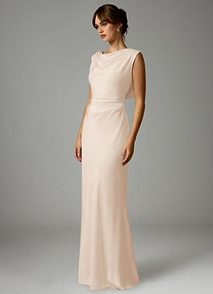 Azazie Kieryn Robes de demoiselle d'honneur Robe Sirène en Satin extensible Plissée Albâtre Blanc image3