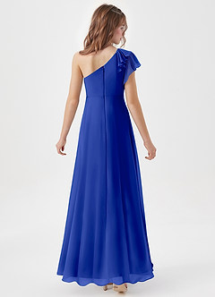 Azazie Arabella Junior Robe Trapèze en Mousseline de soie Rayé Bleu Roi image6