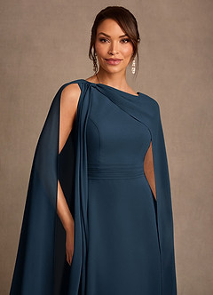 Azazie Liddie vestidos de madre de la novia Vestido Azul Marino Oscuro de Gasa de Corte en A con Plisado image6
