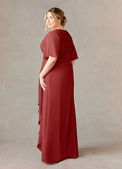 Azazie Carson Mother of the Bride Dresses A-Line V-Neck Lace Chiffon Floor-Length Dress image9