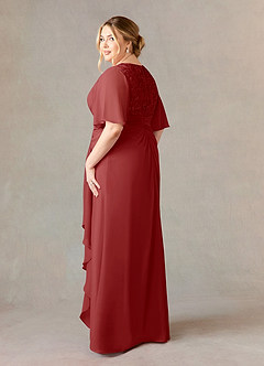 Azazie Carson Mother of the Bride Dresses Rust A-Line V-Neck Lace Chiffon Dress image9