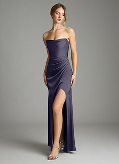 Azazie Leonis Bridesmaid Dresses Stormy Mermaid Pleated Stretch Satin Convertible Dress image1