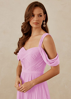 Christian Siriano Bridal for Azazie 1013 Bridesmaid Dresses Candy Pink A-Line Off the Shoulder Chiffon Dress image2