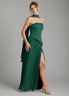 Azazie Tierney Bridesmaid Dresses Emerald A-Line Strapless Chiffon Convertible Dress image9