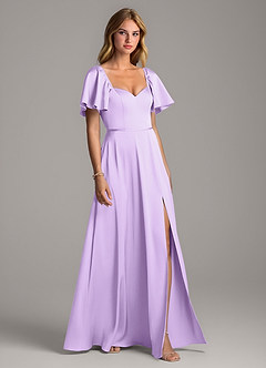 Azazie Chloe Robes de demoiselle d'honneur Robe Trapèze en Satin extensible Encolure en Forme de Cœur Lilas image5
