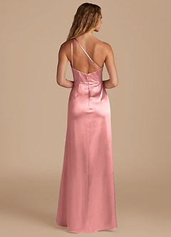Azazie Mika Bridesmaid Dresses Rosette Sheath One Shoulder Metallic Satin Dress image5