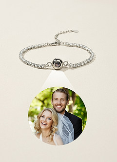 front Custom Photo Projection Rhinestone Tennis Bracelet