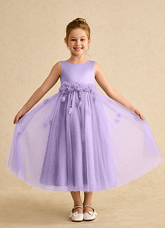Azazie Lux vestidos de niña de las flores Vestido de Lila de Tul de Corte En A con Perla image4