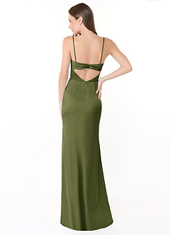 Azazie Leonis Bridesmaid Dresses Olive Mermaid Pleated Stretch Satin Convertible Dress image4