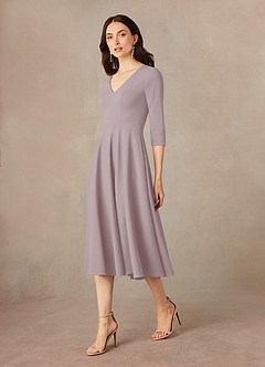 Azazie Nassif Mother of the Bride Dresses Vintage Mauve A-Line Stretch Crepe Dress image2