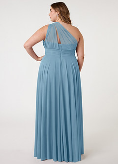 Azazie Charlize Brautjungfernkleider A-Linie One-Shoulder Gittergewebe Kleid Stahlblau image7