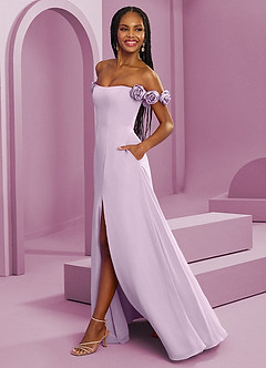 Barbie ♥ Azazie Bridesmaid Dresses Frosted Lilac A-Line Off the Shoulder Chiffon Convertible Dress image6